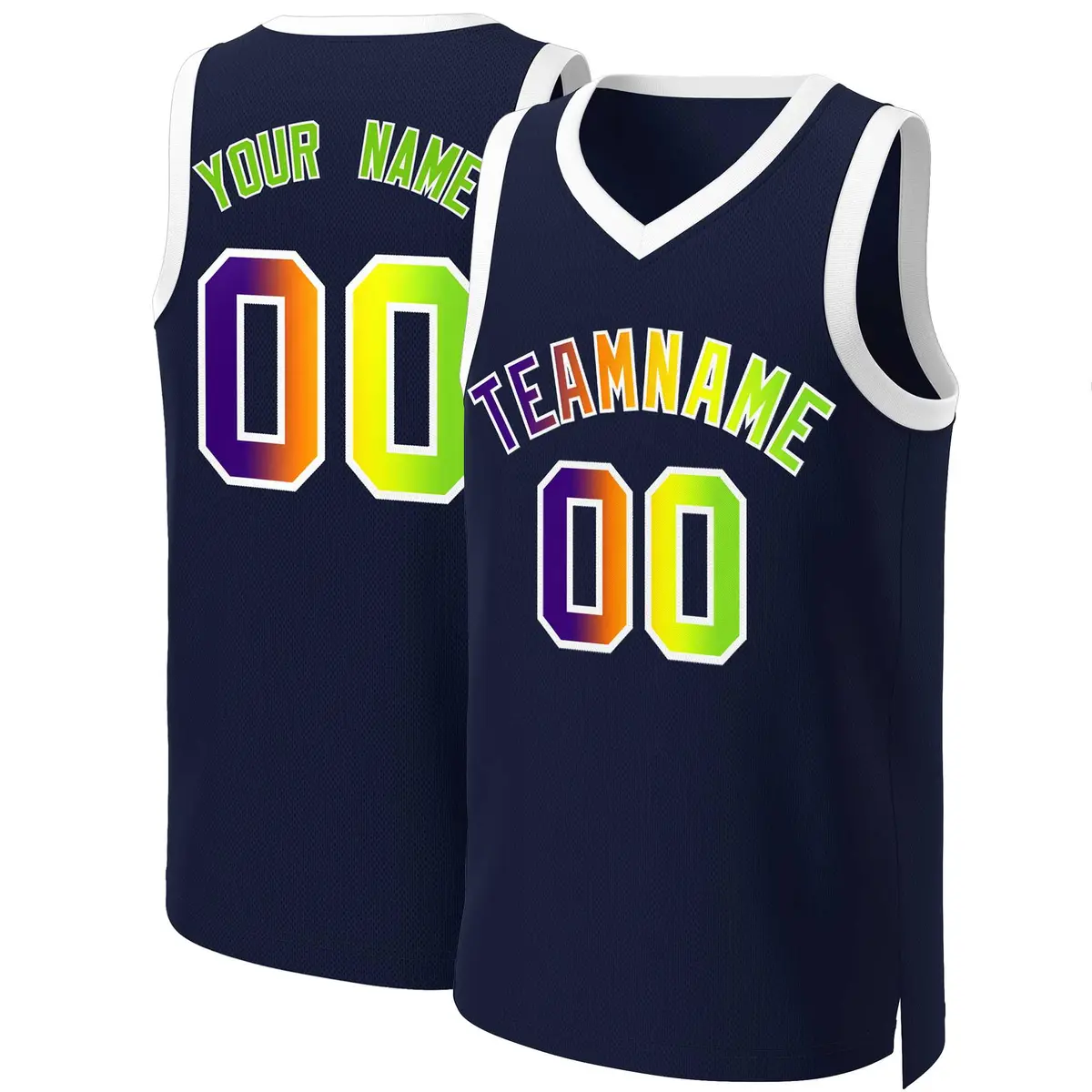 Navy Purple-White Classic Gradient Fashion Basketball Jersey