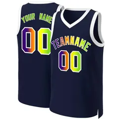 Navy Purple-White Classic Gradient Fashion Basketball Jersey