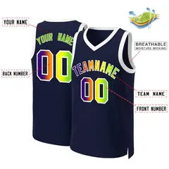 Navy Purple-White Classic Gradient Fashion Basketball Jersey 2