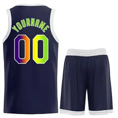 Navy Purple-White Classic Sets Basketball Uniform Jersey 2