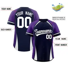 Navy Purple-White Color Block Authentic Baseball Jersey 2