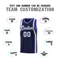 Navy Purple-White Ribbon Pattern Basketball Kits 4
