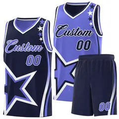 Navy Purple White Star Series Reversible Basketball Jersey