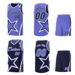 Navy Purple White Star Series Reversible Basketball Jersey 2