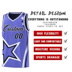 Navy Purple White Star Series Reversible Basketball Jersey 3