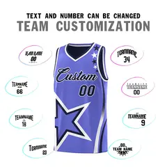 Navy Purple White Star Series Reversible Basketball Jersey 4