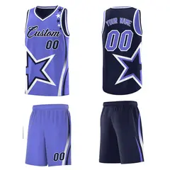 Navy Purple White Star Series Reversible Basketball Jersey 5