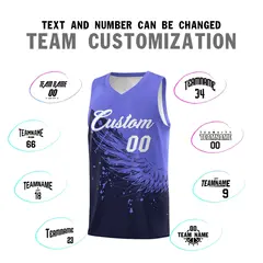 Navy Purple Wing Pattern Basketball Sports Uniform Jersey 4