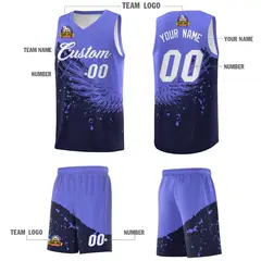 Navy Purple Wing Pattern Basketball Sports Uniform Jersey 5