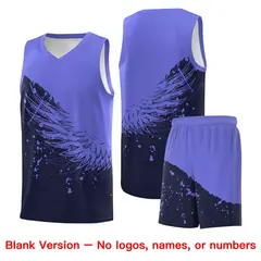 Navy Purple Wing Pattern Basketball Sports Uniform Jersey 7