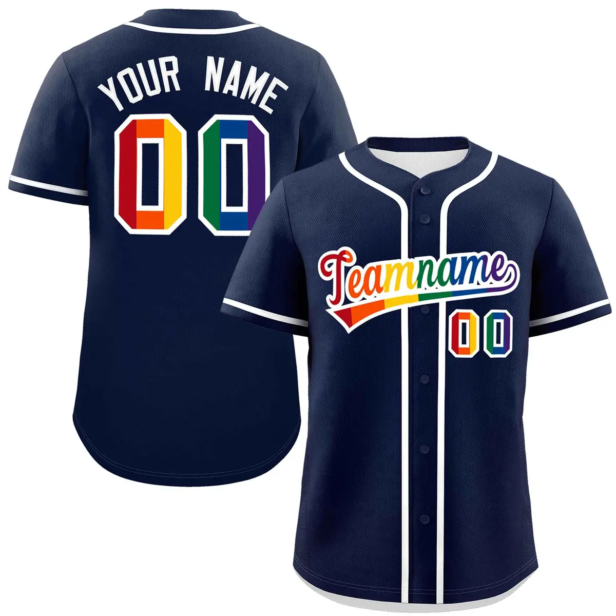 Navy Rainbow Pride Month Baseball Jersey