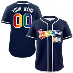 Navy Rainbow Pride Month Baseball Jersey