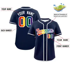 Navy Rainbow Pride Month Baseball Jersey 2