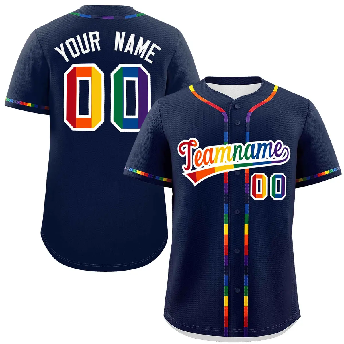 Navy Rainbow Pride Month Baseball Jersey