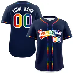 Navy Rainbow Pride Month Baseball Jersey 1