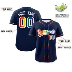 Navy Rainbow Pride Month Baseball Jersey 2