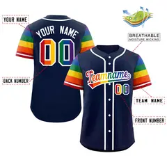 Navy Rainbow Pride Month Raglan Baseball Jersey 2