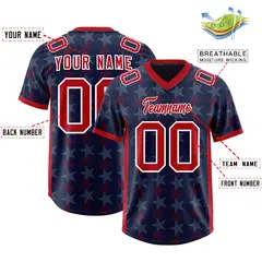 Navy Red All Star Graffiti Pattern Authentic Football Jersey 2