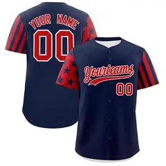 Navy Red American Flag Raglan Baseball Jersey 1