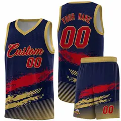 Navy Red and Old Gold Graffiti Basketball Jersey 1