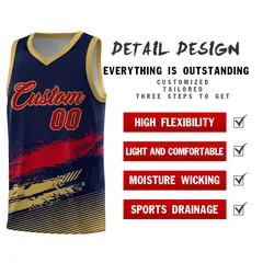 Navy Red and Old Gold Graffiti Basketball Jersey 2
