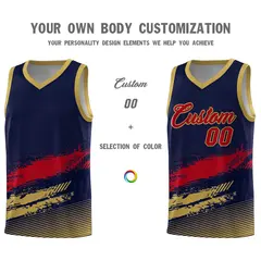 Navy Red and Old Gold Graffiti Basketball Jersey 3