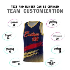 Navy Red and Old Gold Graffiti Basketball Jersey 4