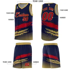 Navy Red and Old Gold Graffiti Basketball Jersey 5