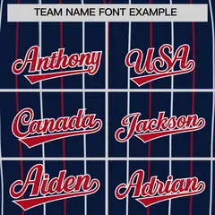 Navy Red and White Bi-Color Stripes Fashion Baseball Jersey 3