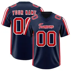 Navy Red and White Side Stripe Football Jersey