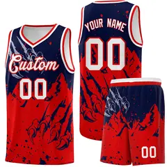 Navy Red Beast Pattern Sports Basketball Jersey