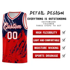 Navy Red Beast Pattern Sports Basketball Jersey 2