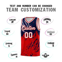 Navy Red Beast Pattern Sports Basketball Jersey 4