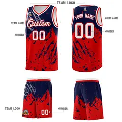 Navy Red Beast Pattern Sports Basketball Jersey 5