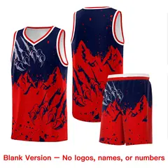 Navy Red Beast Pattern Sports Basketball Jersey 7