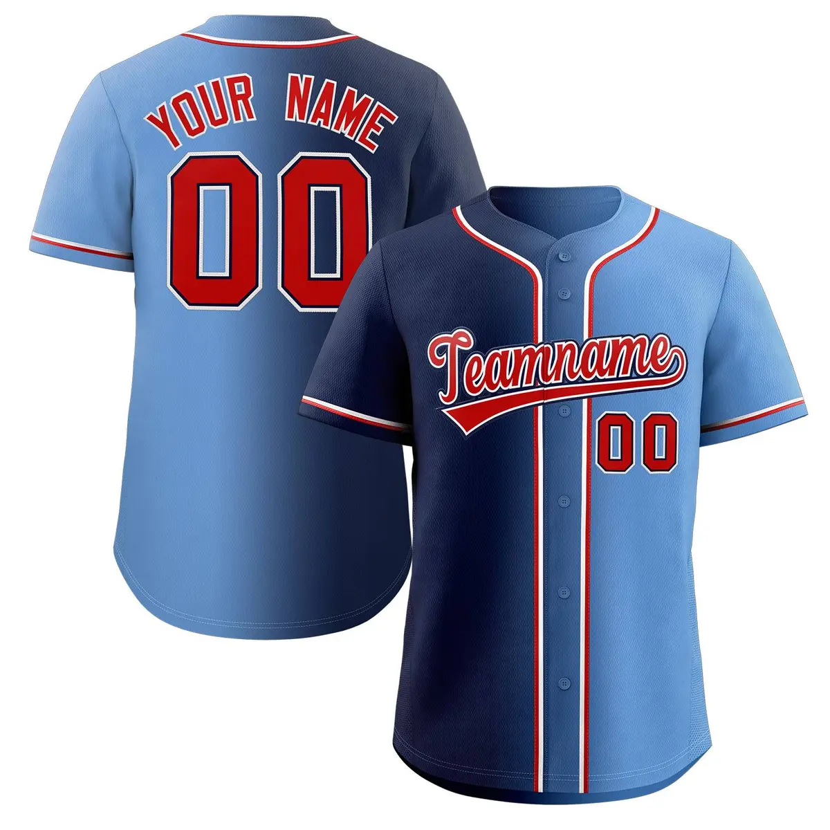 Navy Red-Black Gradient Fashion Authentic Baseball Jersey