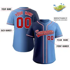 Navy Red-Black Gradient Fashion Authentic Baseball Jersey 2