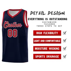 Navy Red Chest Slash Pattern Basketball Jersey 4