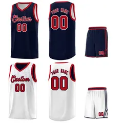 Navy Red Chest Slash Pattern Basketball Jersey 5