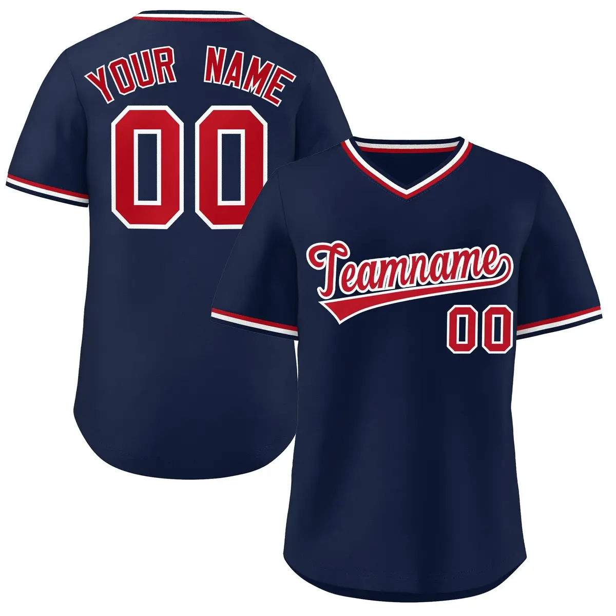 Navy Red Classic Authentic Pullover Baseball Jersey