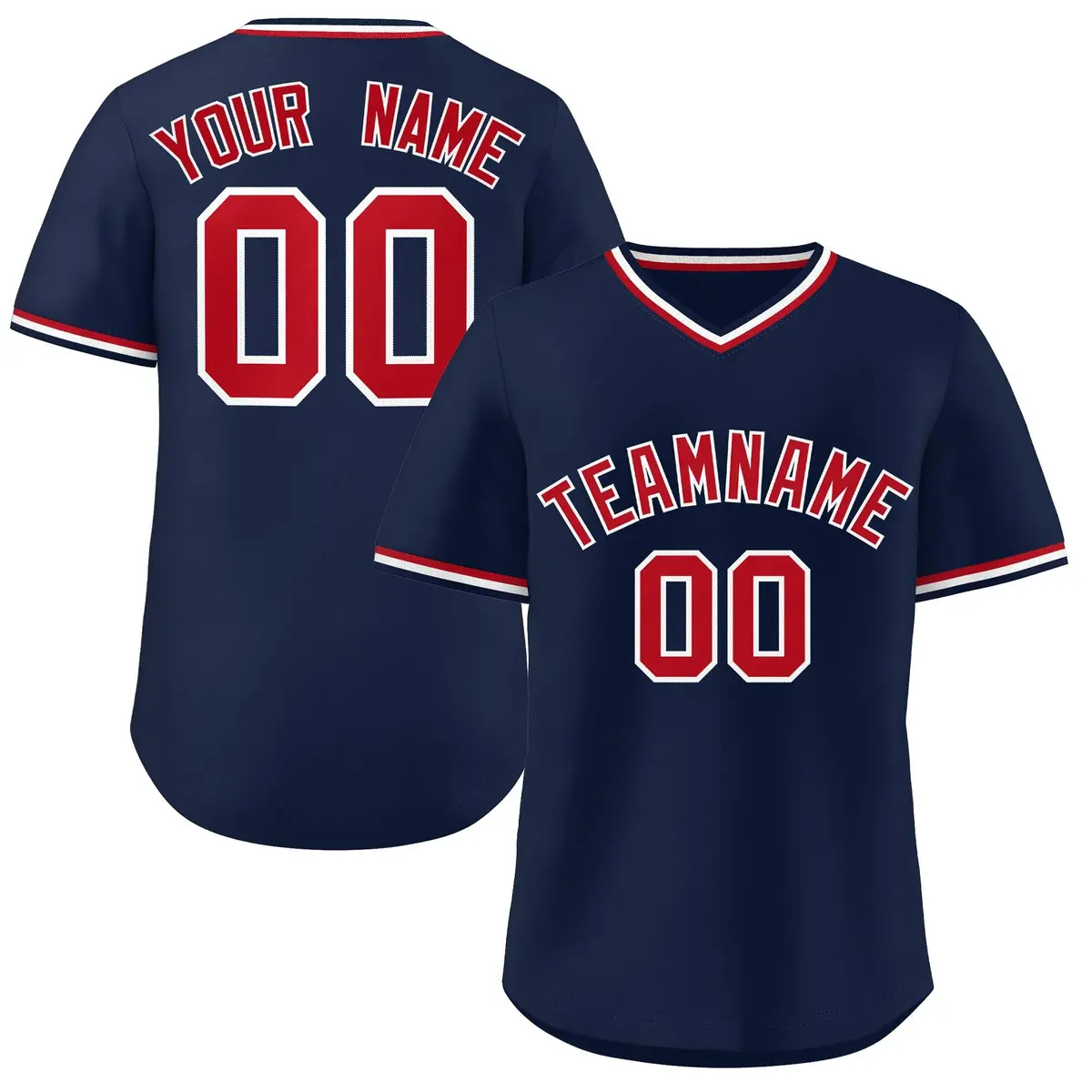 Navy Red Classic Authentic Pullover Baseball Jersey