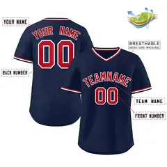 Navy Red Classic Authentic Pullover Baseball Jersey 2