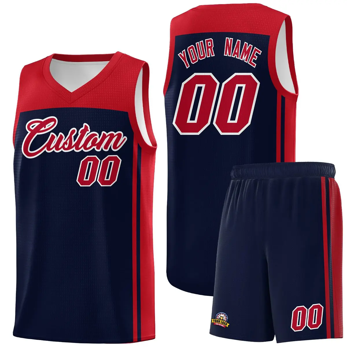 Navy Red Classic Sets Basketball Uniform Jersey