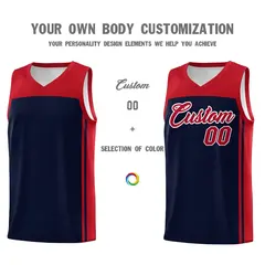 Navy Red Classic Sets Basketball Uniform Jersey 3