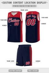 Navy Red Classic Sets Basketball Uniform Jersey 5