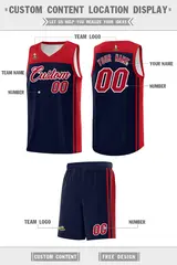 Navy Red Classic Sets Basketball Uniform Jersey 5