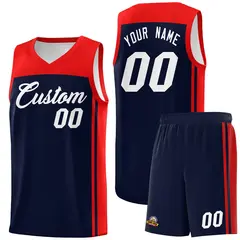 Navy Red Classic Sets Basketball Uniform Jersey 1
