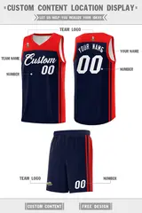 Navy Red Classic Sets Basketball Uniform Jersey 5
