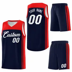 Navy Red Classic Sets Basketball Uniform Jersey 6