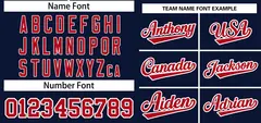 Navy Red Classic Striped Two-Button Softball Jersey 3